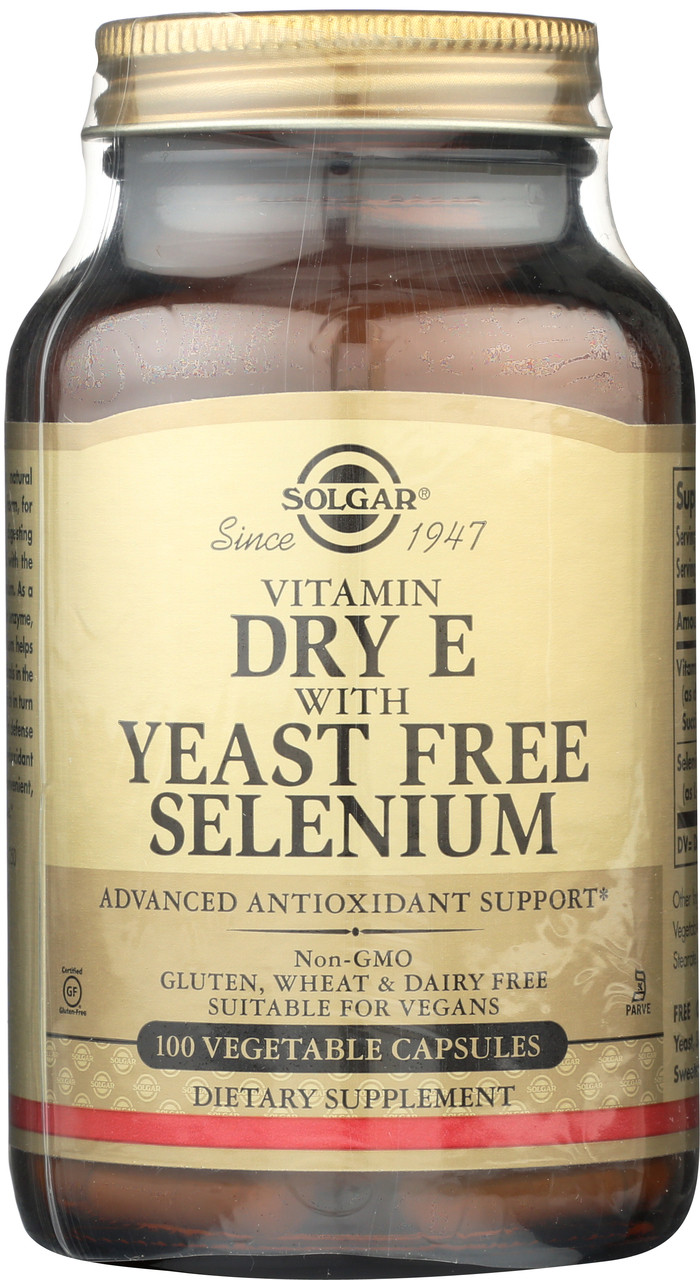 Dry Vitamin E with Yeast-Free Selenium 100 Vegetable Capsules