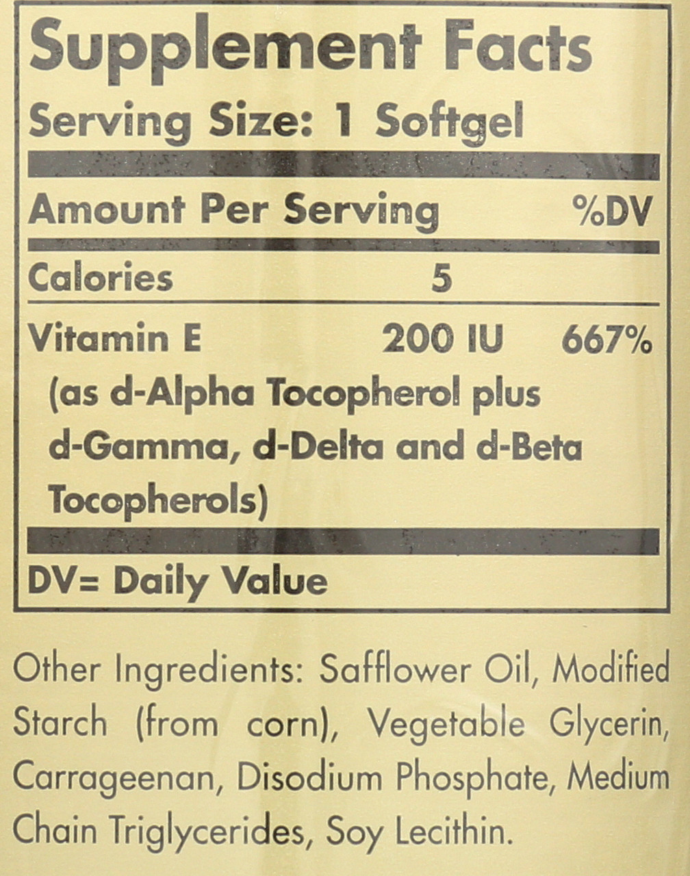 Vitamin E 200 IU 100 Vegetarian Softgels 200 IU d-Alpha Tocopherol & Mixed Tocopherols