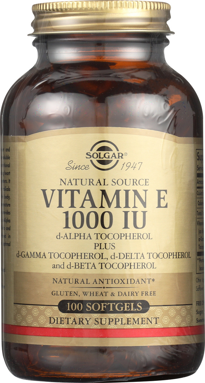 Vitamin E 1000 IU 100 Mixed Softgels 1000 IU d-Alpha Tocopherols & Mixed Tocopherols