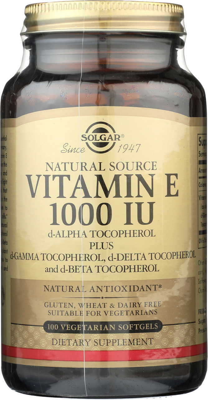 Vitamin E 1000 IU 100 Vegetarian Softgels 1000 IU d-Alpha Tocopherols & Mixed Tocopherols