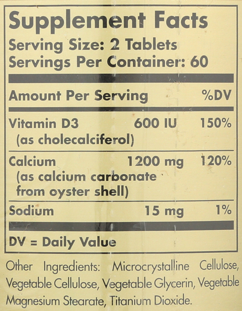 Calcium "600" 120 Tablets from Oyster Shell with Vitamin D3