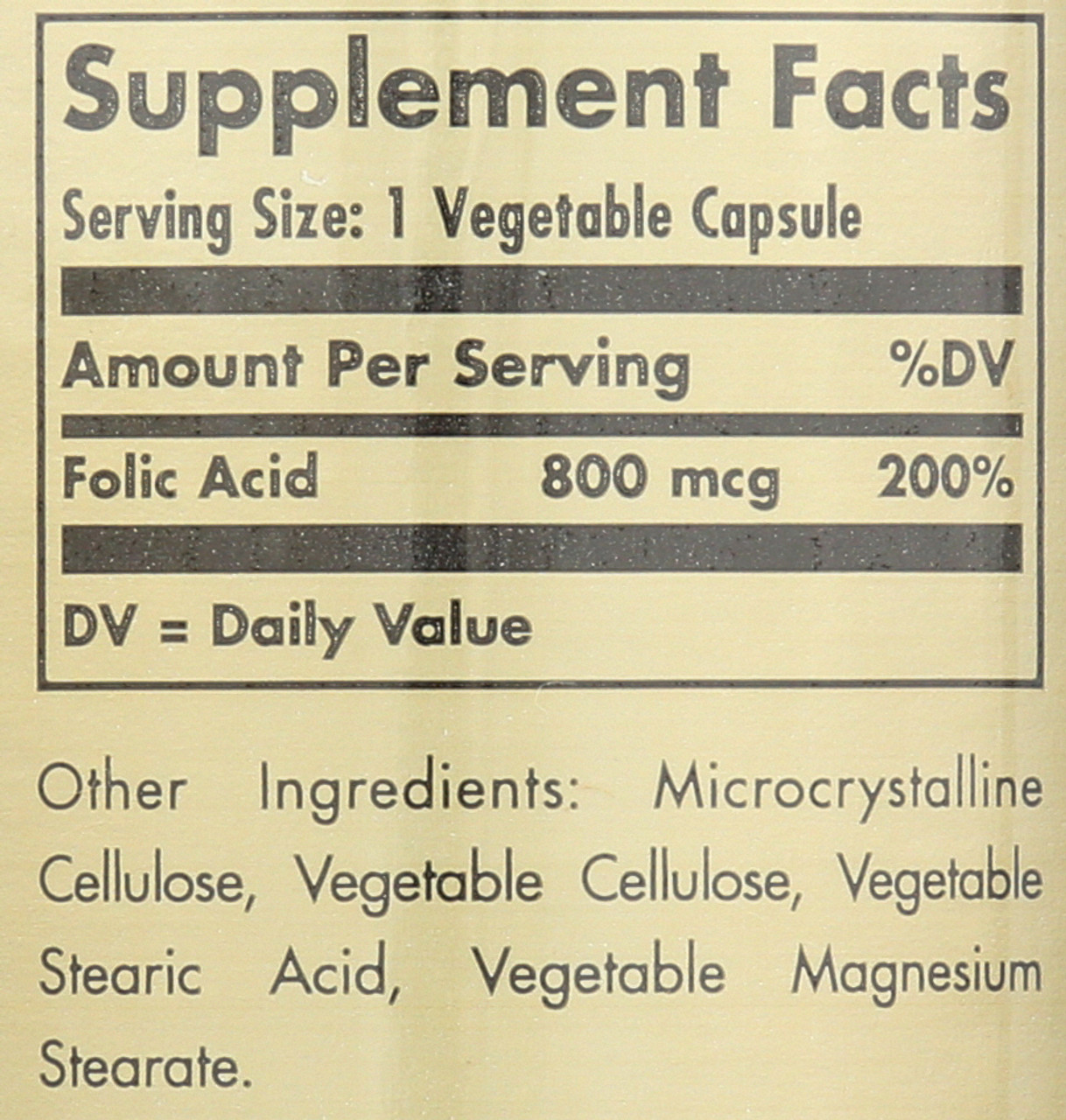 Folic Acid 800mcg 250 Vegetable Capsules