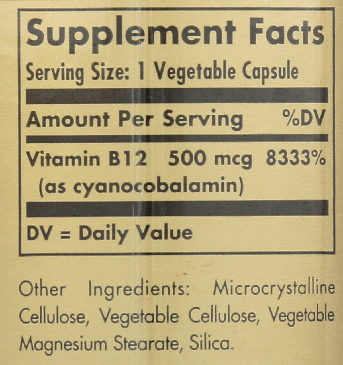 Vitamin B12 500mcg 250 Vegetable Capsules