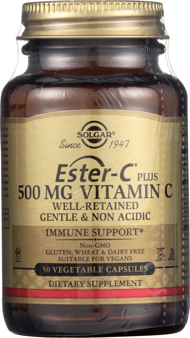 Ester-C Plus 500mg Vitamin C 50 Vegetable Capsules Ester-C Ascorbate Complex