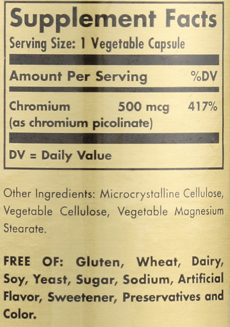 Chromium Picolinate 500mcg 60 Vegetable Capsules