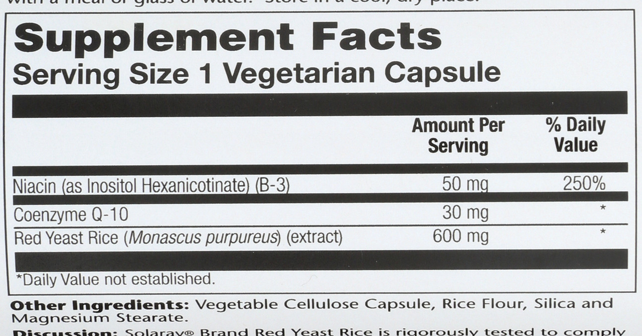 Red Yeast Rice Plus Coq-10 60 Vegetarian Capsules
