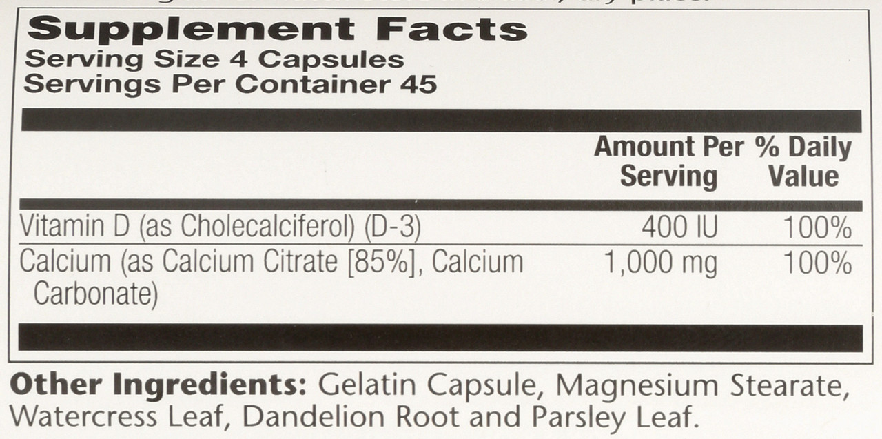 Calcium Citrate With Vitamin D-3 180 Capsules