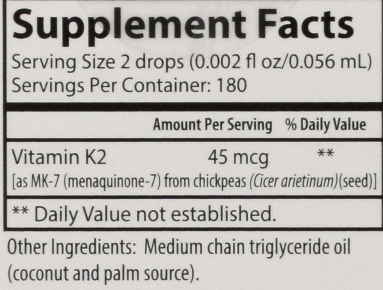 Super Daily K2 - With 45 Mcg Of Vitamin K2 As Mk-7 In Each Drop - 360 Drops