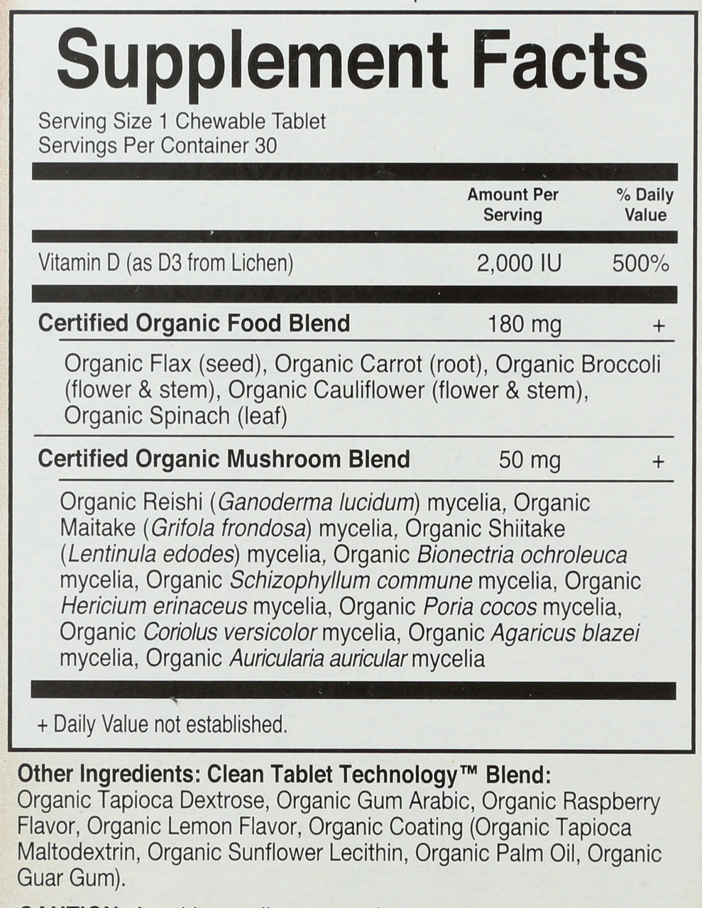 mykind 2000IU Vegan D3 30 Organic Tablets