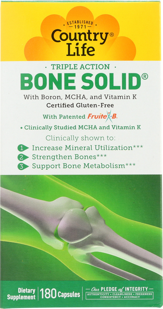 Bone Solid Supplement Triple Action With Boron, Mcha, And Vitamin K 180 Capsules