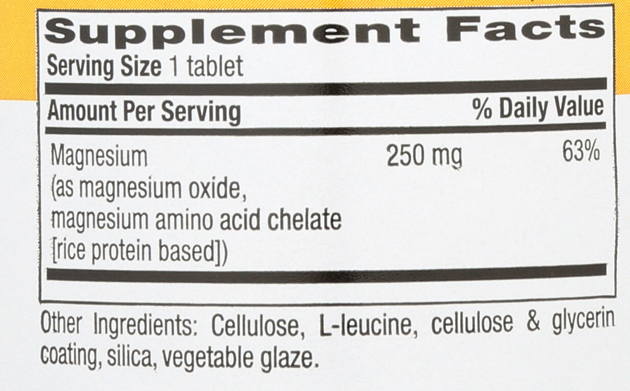 Chelated Magnesium 250 Mg 180 Tablets