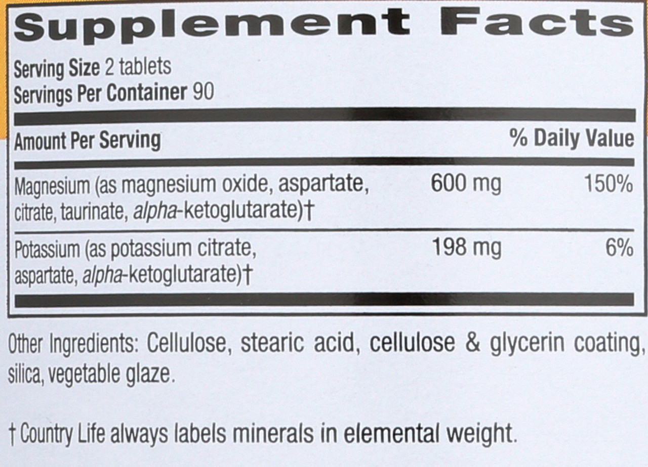 Magnesium Potassium Aspartate  180 Tablets