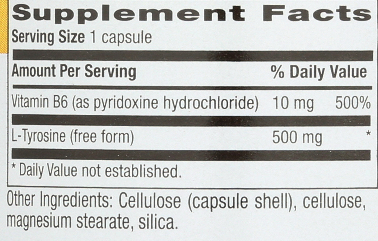 L-Tyrosine 500 Mg 100 Vegetarian Capsules