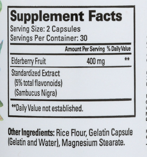 Elderberry Immune Defense Dietary Supplement 60 Capsules