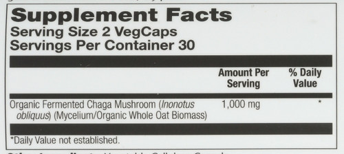 Organically Grown Fermented Chaga Mushroom 60 Vegetarian Capsules 500mg