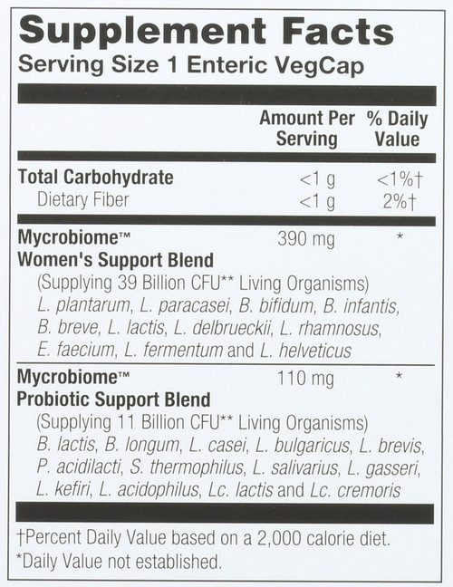 Mycrobiome Probiotic Women's Formula 30 Vegetarian Capsules