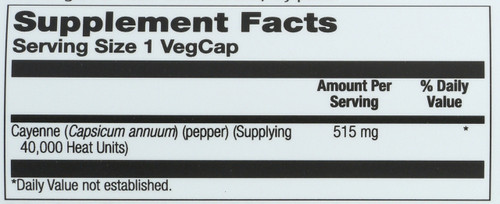 Cayenne Pepper 40,000 Heat Unit 100 Vegetarian Capsules