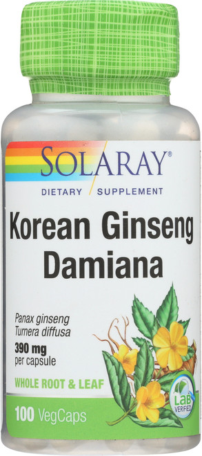 Korean Ginseng Root & Damiana Leaf 100 Vegetarian Capsules