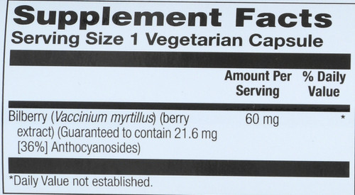Bilberry Berry Extract 60mg 60 Vegetarian Capsules