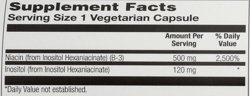 Niacin, No Flush 500mg With A Whole Food Base 100 Vegetarian Capsules