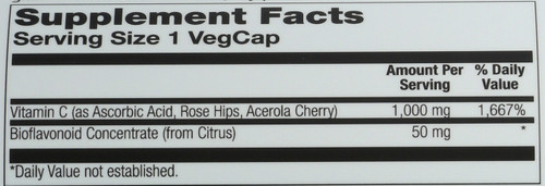Vitamin C With Rose Hips, Acerola & Bioflavonoids 1000mg 250 Vegetarian Capsules