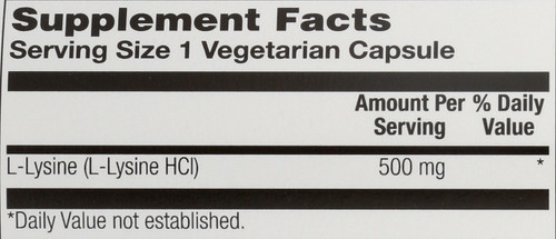 L-Lysine, Free-Form 500mg 120 Vegetarian Capsules