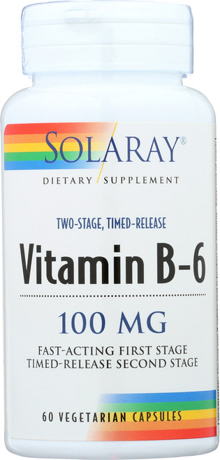 Vitamin B-6, Two-Stage Timed-Release 100mg 60 Vegetarian Capsules