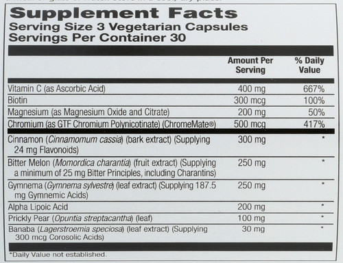 Blood Glucose Success, Blood Sugar Support Formula Cinnamon, Chromium, Gymnema 90 Vegetarian Capsules