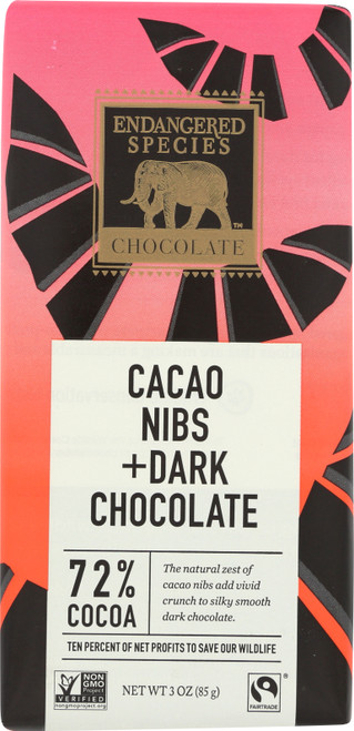 Chocolate Bar Bat Dark Chocolate With Cacao Nibs 3 Ounce 85 Gram