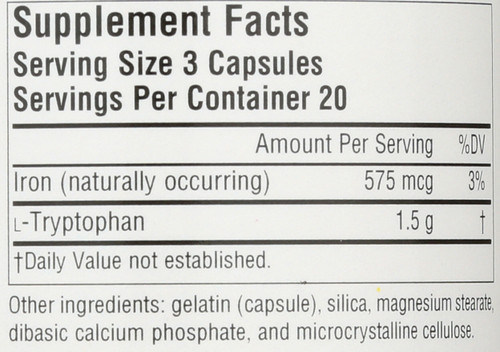 L-Tryptophan L-Tryptophan 500 Mg 60 Count