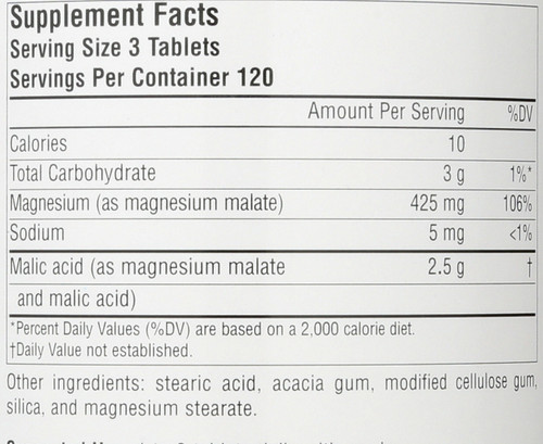 Magnesium Malate 1250Mg 360T Magnesium Malate 1250 Mg 360 Count