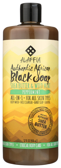 Authentic African Black Soap Peppermint Shea Butter & Wild Mint 32oz