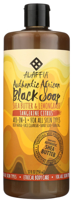 Authentic African Black Soap Tangerine Citrus Shea Butter & Lemongrass 32oz