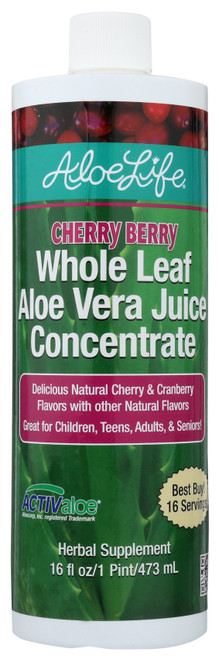 Whole Leaf Aloe Vera Juice Concentrate Cherry Berry 16oz