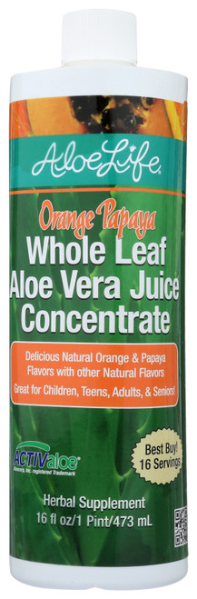 Whole Leaf Aloe Vera Juice Concentrate Orange Papaya 16oz