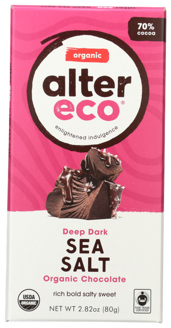 Chocolate Bar Deep Dark Sea Salt Organic, 70% Cocoa 2.82oz