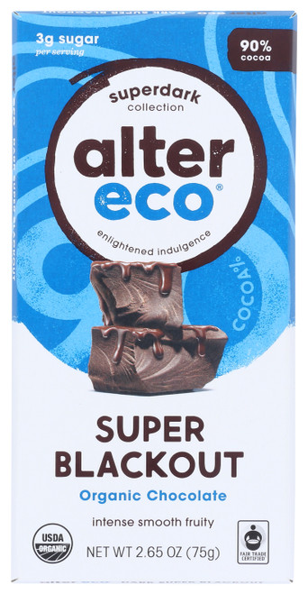 Organic Chocolate Bar Super Blackout 90% Cocoa 2.65oz
