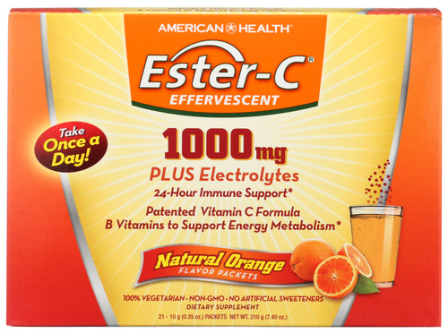 Ester-C® 1000 mg Effervescent Plus Electrolytes Natural Orange Dietary 21 Count