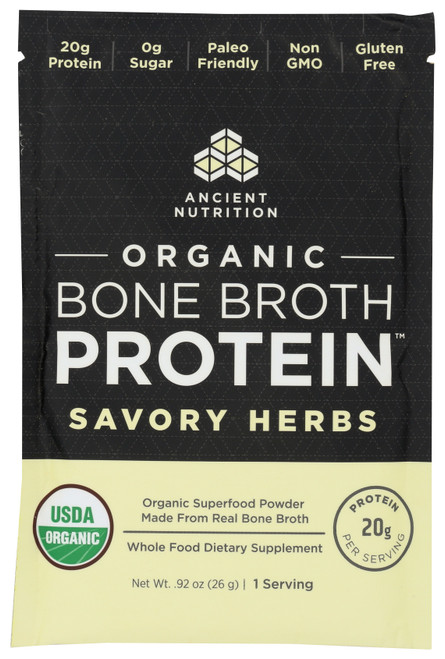 Organic Bone Broth Protein Savory Herb Whole Food Dietary .92oz