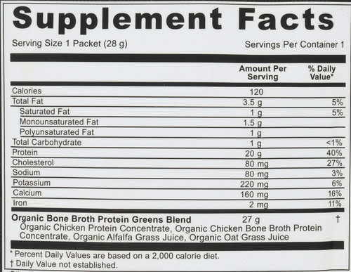 Organic Bone Broth Protein Sweet Greens Whole Food Dietary .99oz