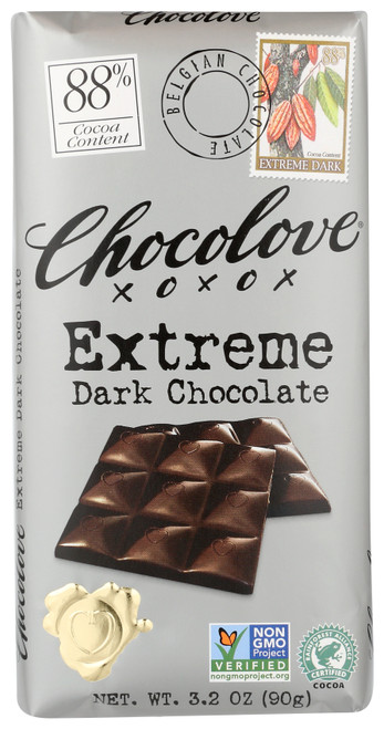 Chocolate Bar Extreme Dark Chocolate 88% Cocoa Content 3.2oz