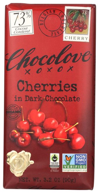 Chocolate Bar Cherries In Dark Chocolate 73% Cocoa Content 3.2oz