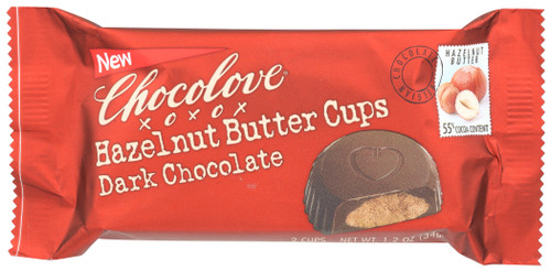 Hazelnut Butter Cups Dark Chocolate (2 Pack) Case Of 12 - 1.2 oz 2-Cup Packs 2 Count