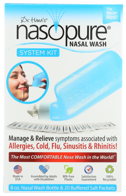 Nasal Wash System System Kit 8 oz Bottle, 20 Salt Packets