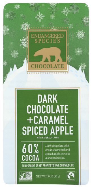 Polar Bear - Dark Chocolate W/ Caramel & Spiced Apple 60% Cocoa Chocolate Bar 3oz