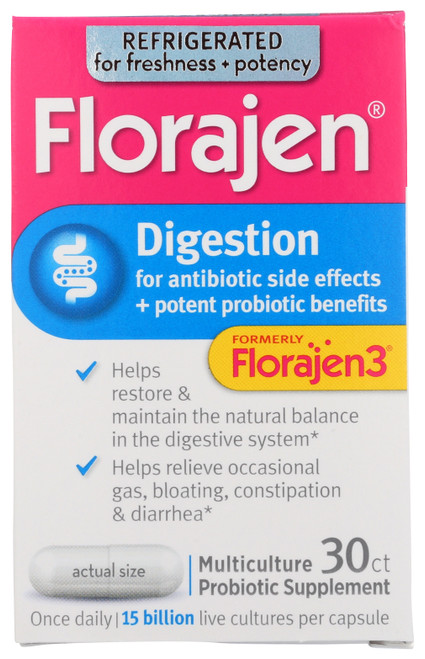 Florajen Digestion For Antibiotic Side Effects And Potent Probiotic Benefits 15 Billion Cfus 30 Count