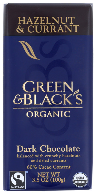 Chocolate Bar Hazelnut & Currant Dark Organic 3.5oz