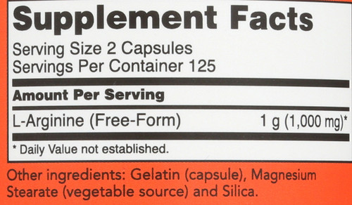 L-Arginine 500 mg - 250 Capsules