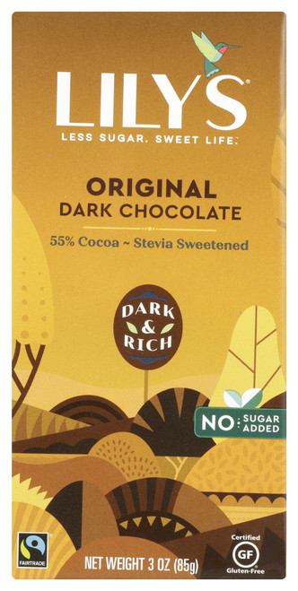 55% Cocoa Dark Chocolate Bar Original Stevia Sweetened 3oz