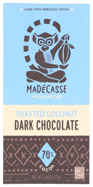 Chocolate Bar Toasted Coconut Dark Chocolate 70% Cocoa 2.64oz